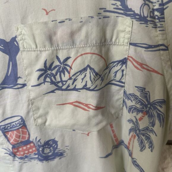 Chaps Men's Button-Up Shirt Tropical Print Short Sleeve XL Cotton Blend Resort - Picture 4 of 7